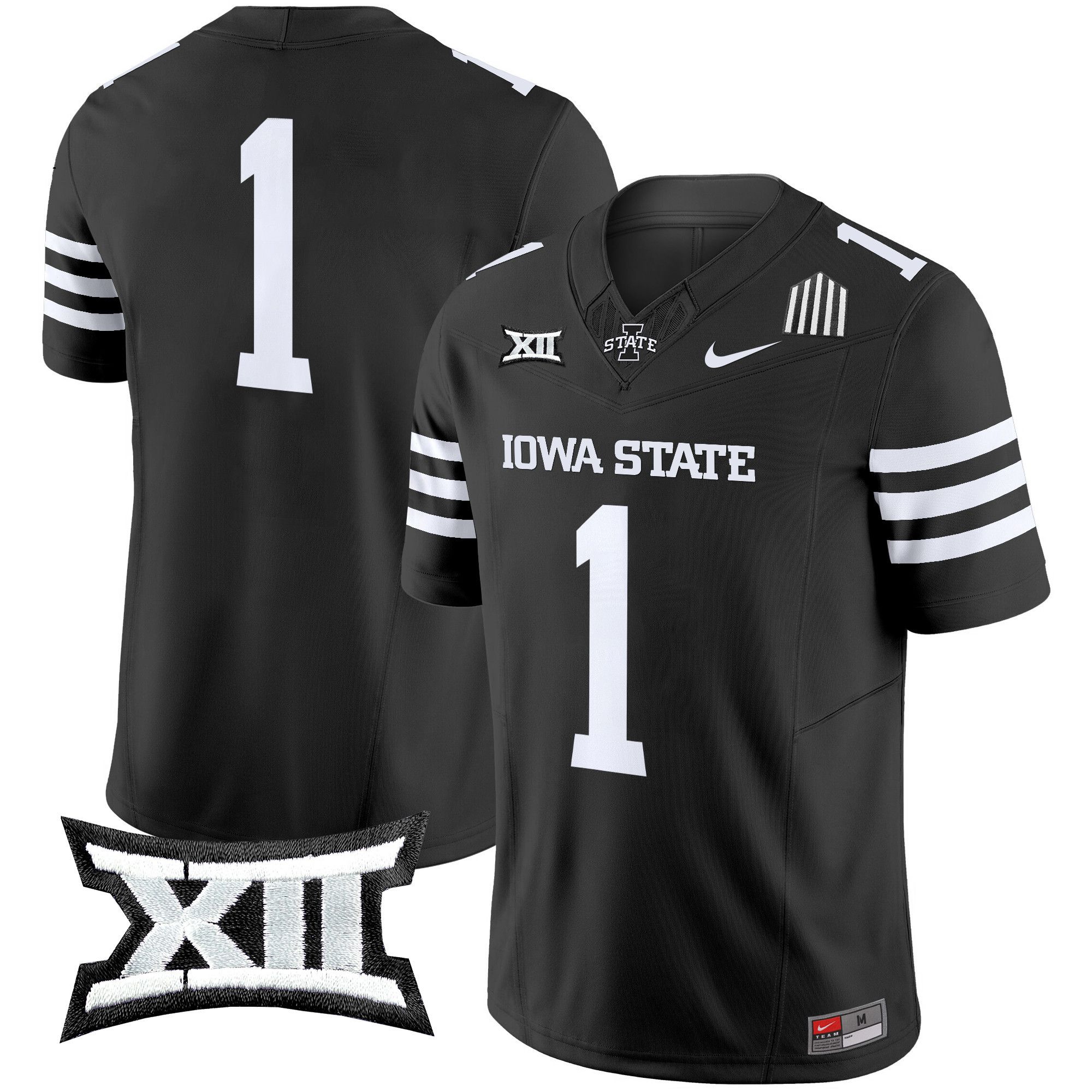 Men Iowa State Cyclones 1 No Name Black Nike 2024 Vapor Limited NCAA Jersey style 1